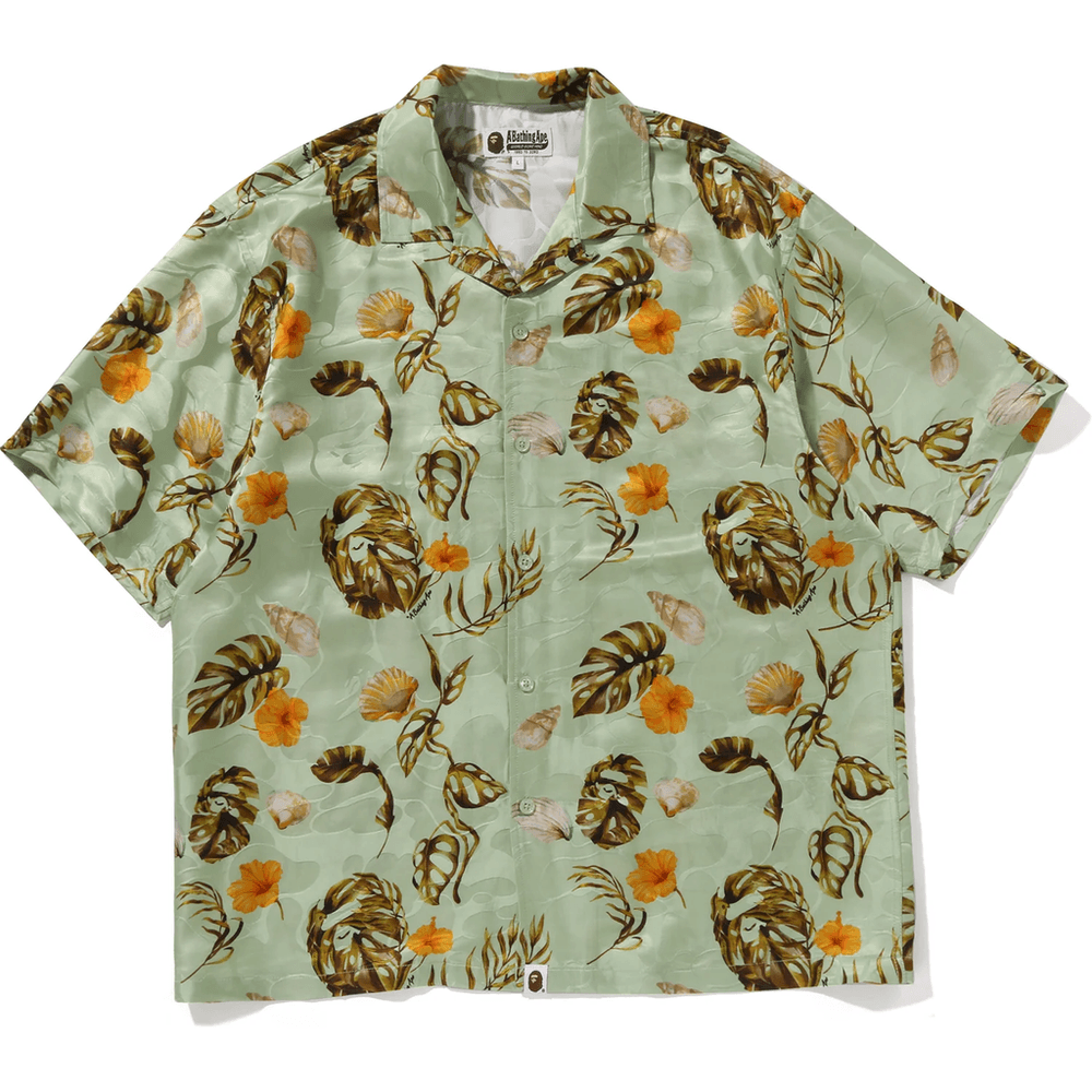 Bape VACATION PATTERN OPEN COLLAR SS SHIRT MENS White