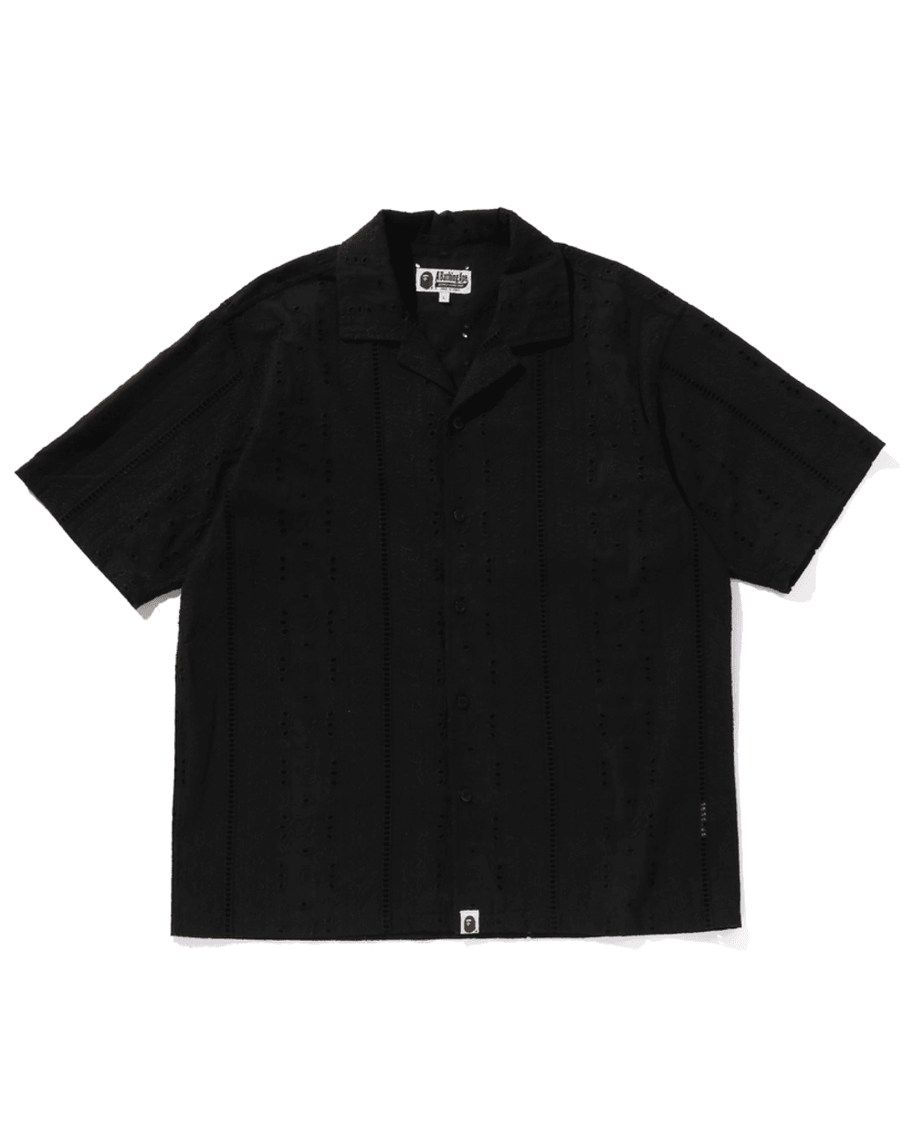 Bape EMBROIDERY OPEN COLLAR SS SHIRT MENS Black