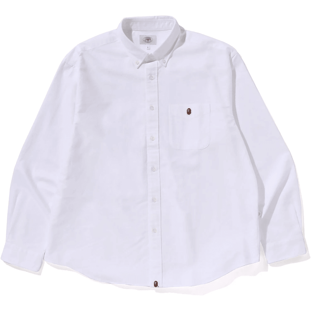 Bape ONE POINT OXFORD LS SHIRT MENS White