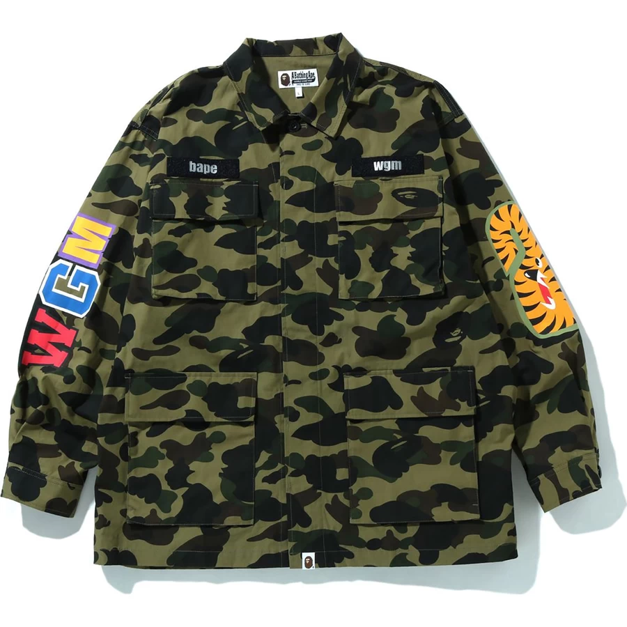 Bape 1ST CAMO SHARK RELAXED FIT MILITARY SHIRT MENS