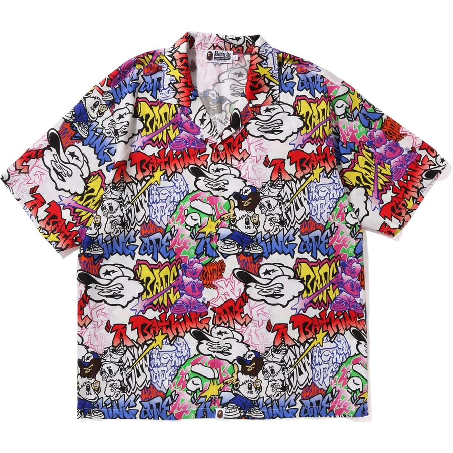 Bape GRAFFITI PATTERN HAWAIIAN SHIRT MENS