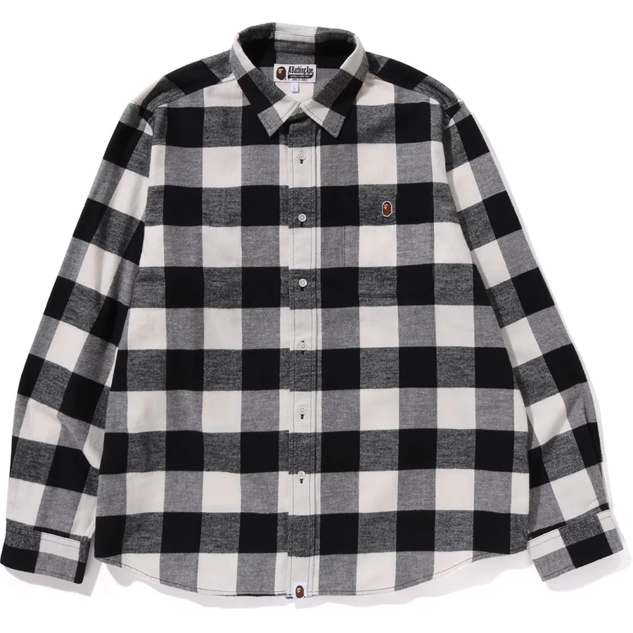 Bape COLLEGE BLOCK CHECK SHIRT RELAXED FIT MENS