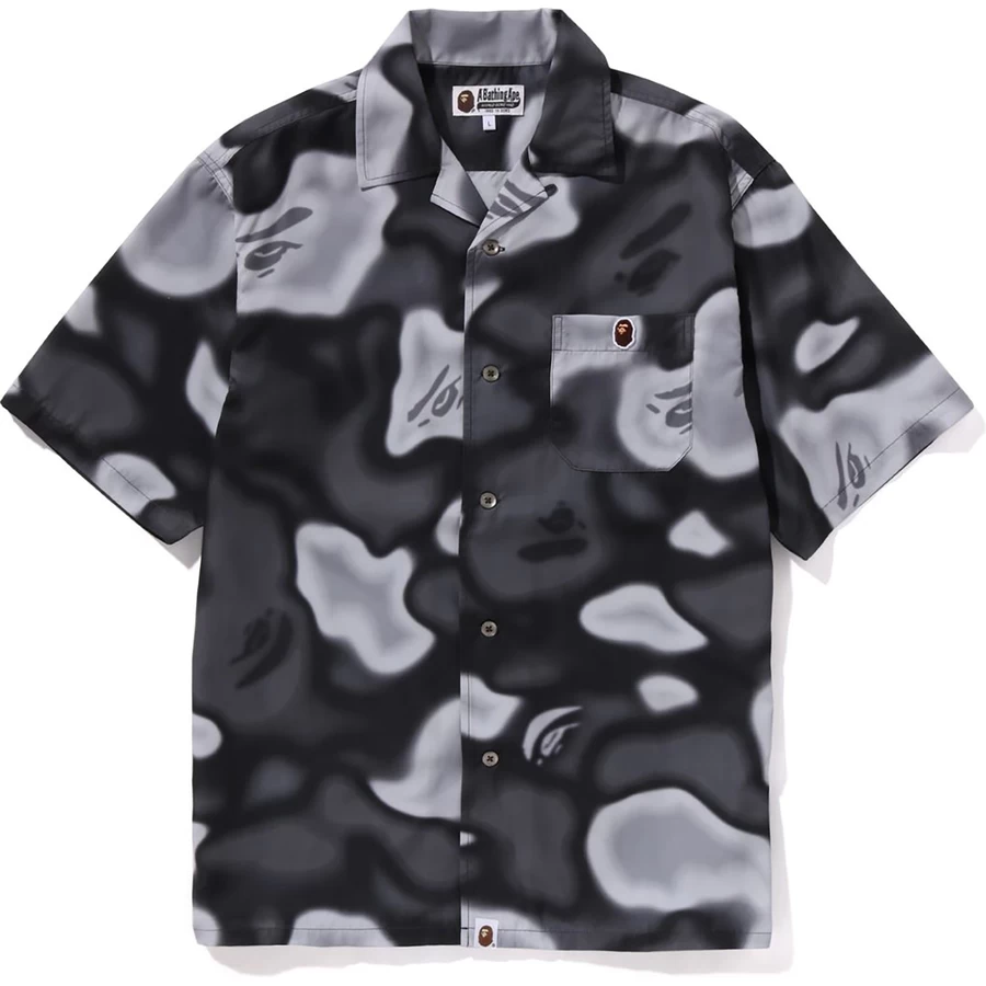 Bape LIQUID CAMO ONE POINT OPEN COLLAR SHIRT MENS