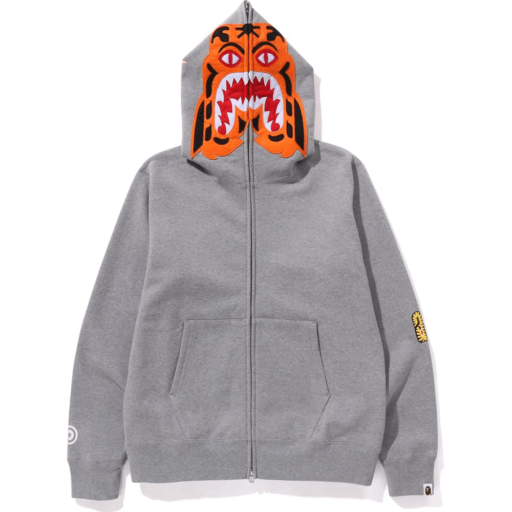 Bape TIGER FULL ZIP HOODIE MENS Gray