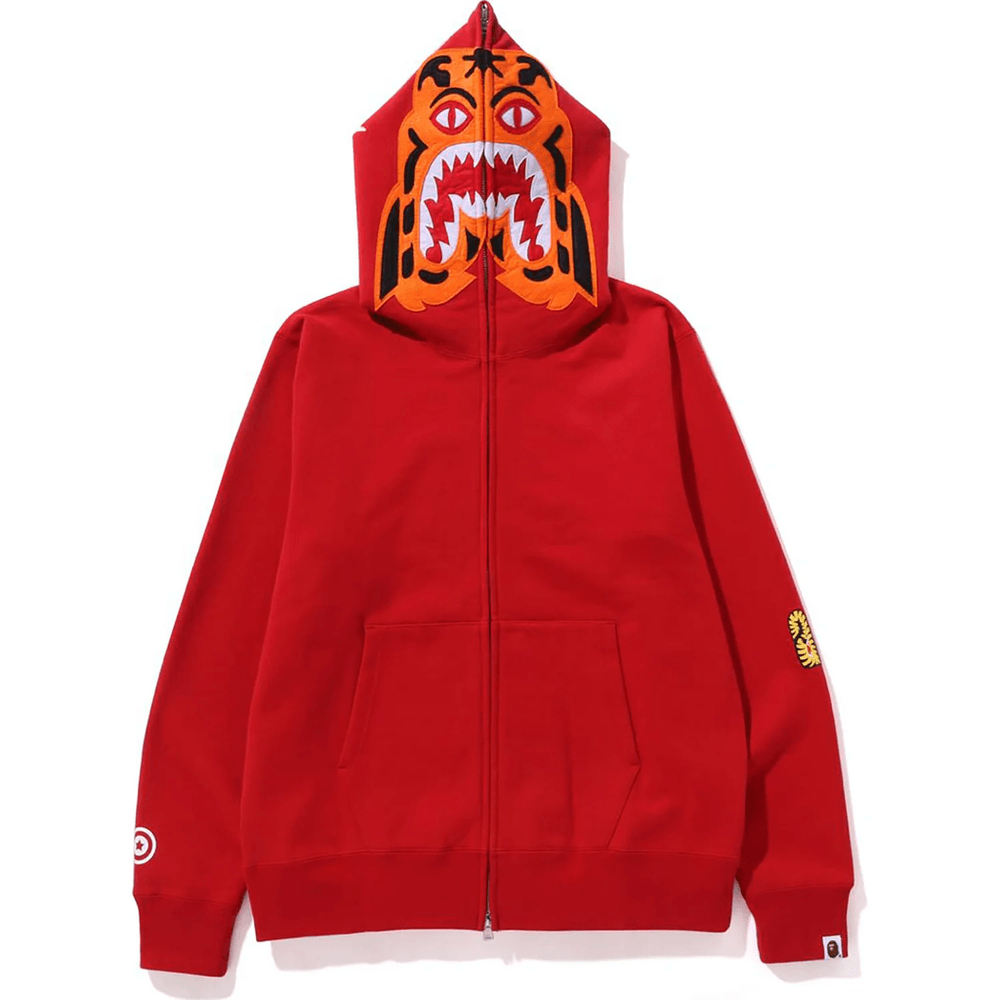 Bape TIGER FULL ZIP HOODIE MENS Red
