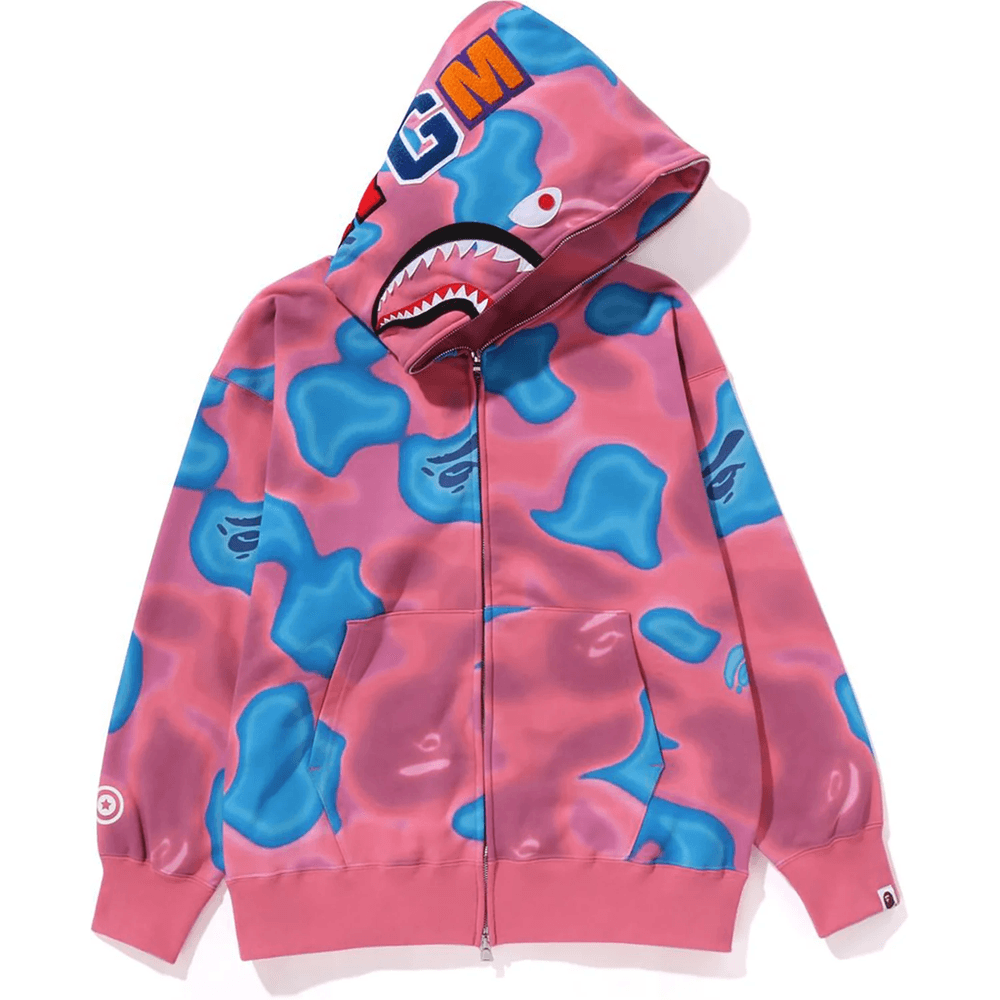 Bape LIQUID CAMO SHARK RELAXED FIT FULL ZIP HOODIE MENS Pink