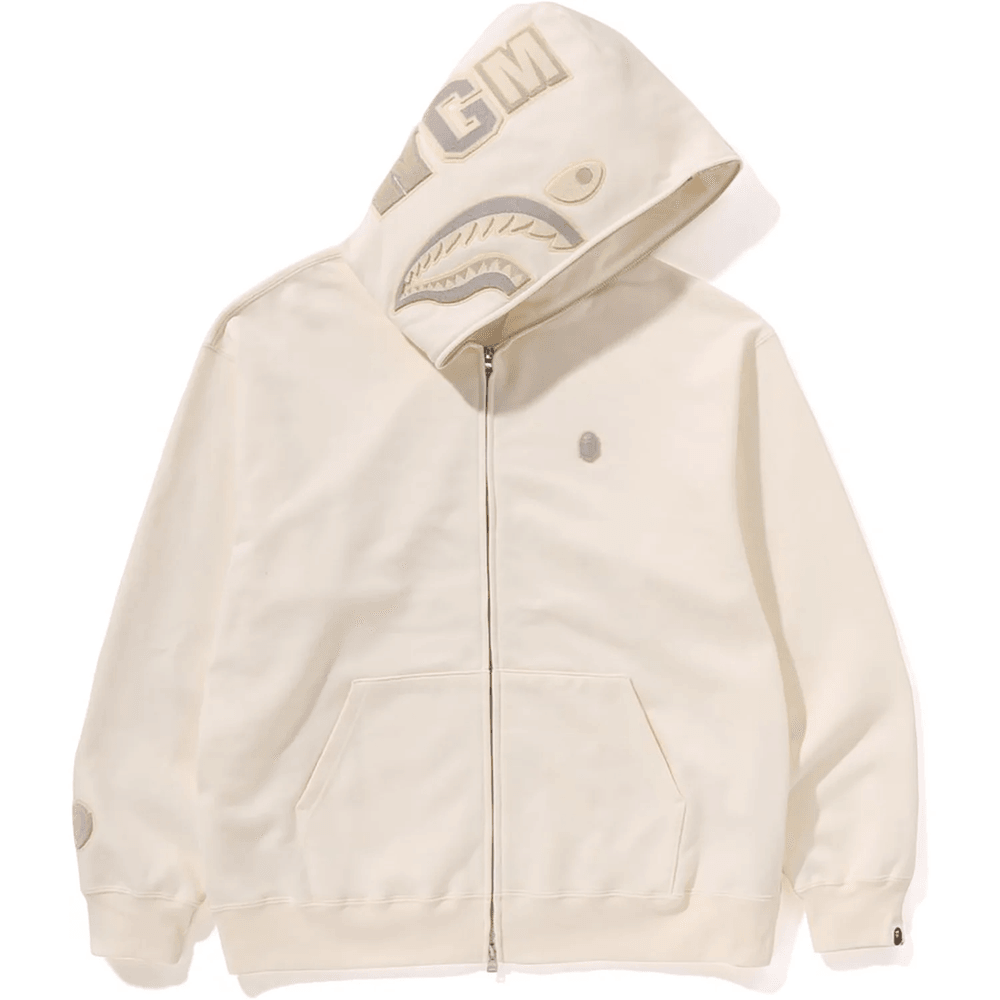 Bape APE HEAD ONE POINT SHARK ZIP HOODIE MENS Ivory