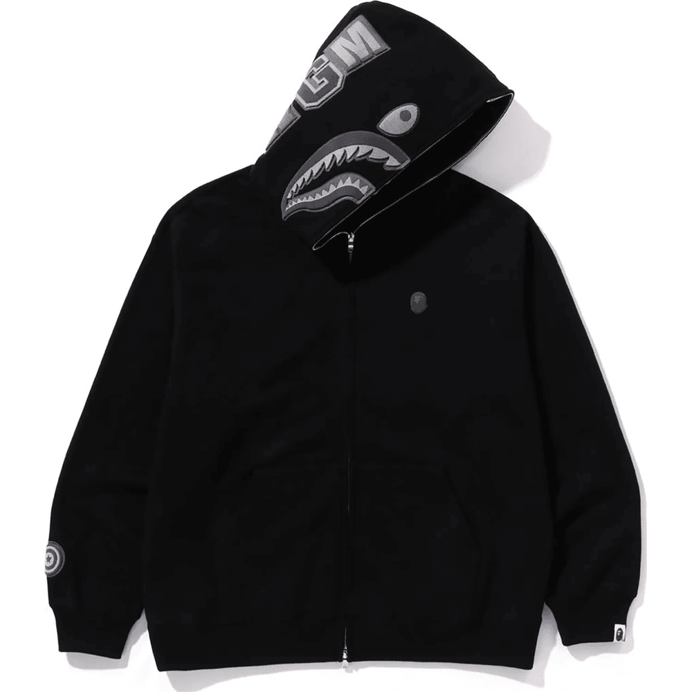 Bape APE HEAD ONE POINT SHARK ZIP HOODIE MENS Black