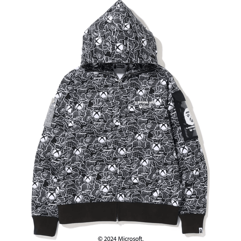 BAPE X XBOX CAMO FULL ZIP HOODIE MENS Black