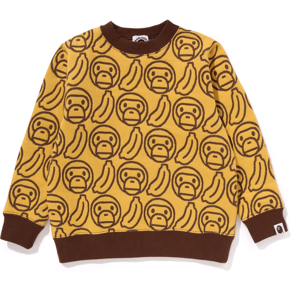Bape BANANA MILO KNIT JACQUARD CREWNECK SWEATSHIRT KIDS Yellow
