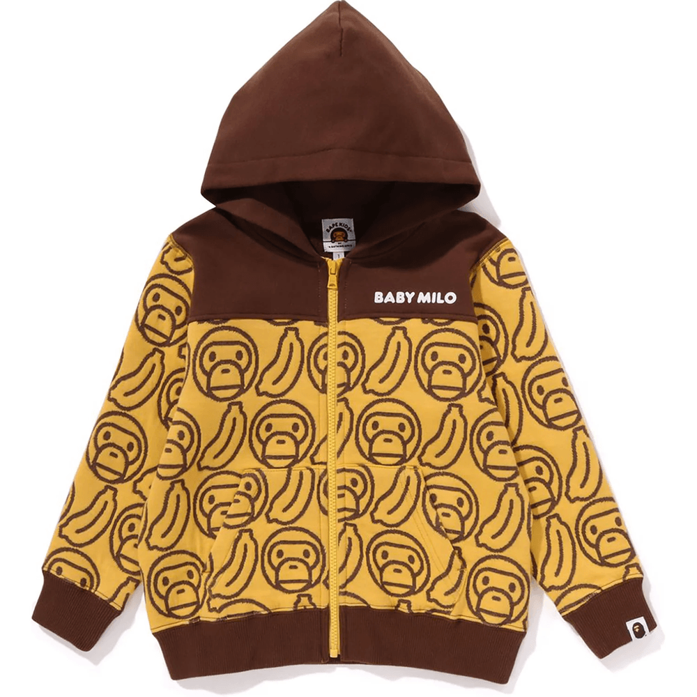 Bape BANANA MILO KNIT JACQUARD ZIP HOODIE KIDS Yellow