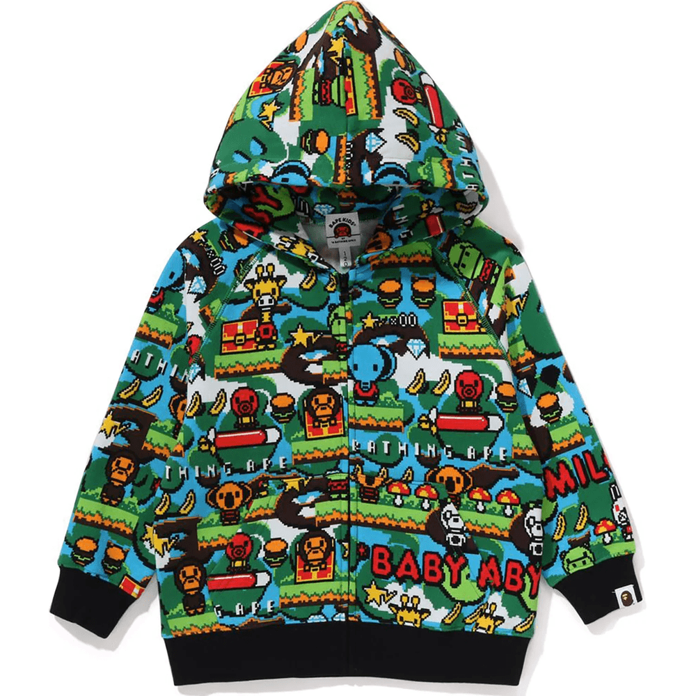 Bape BABY MILO GAME PATTERN ZIP HOODIE KIDS Multi