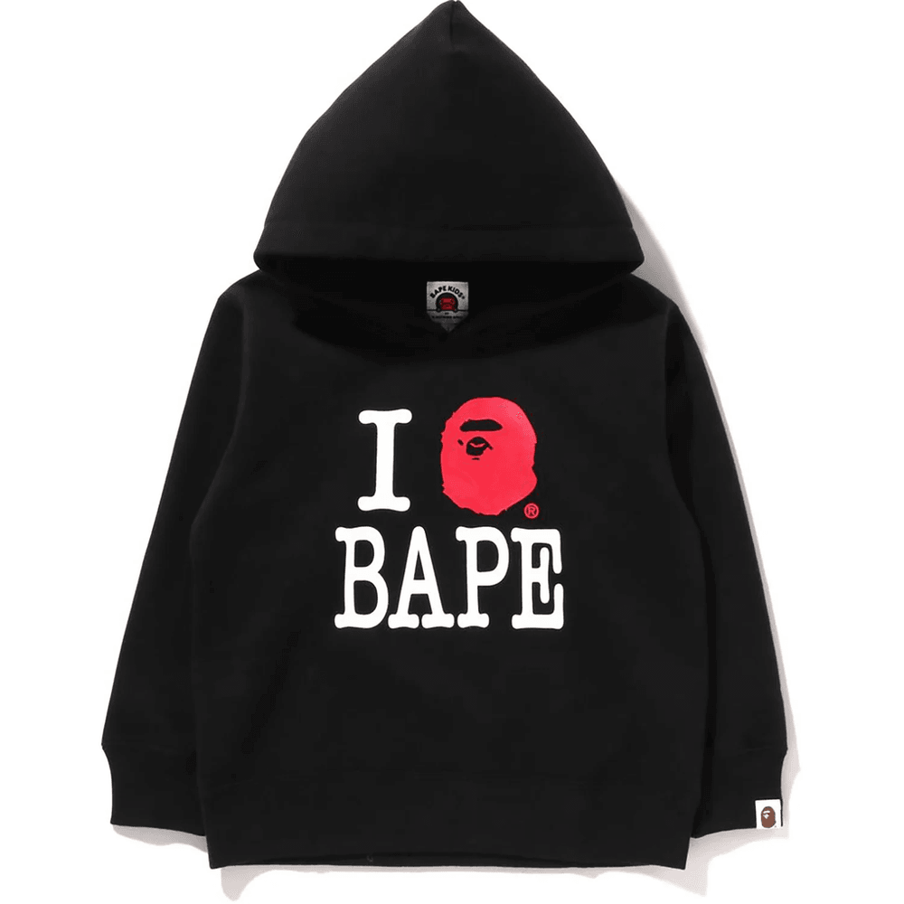I LOVE BAPE PULLOVER HOODIE KIDS Black