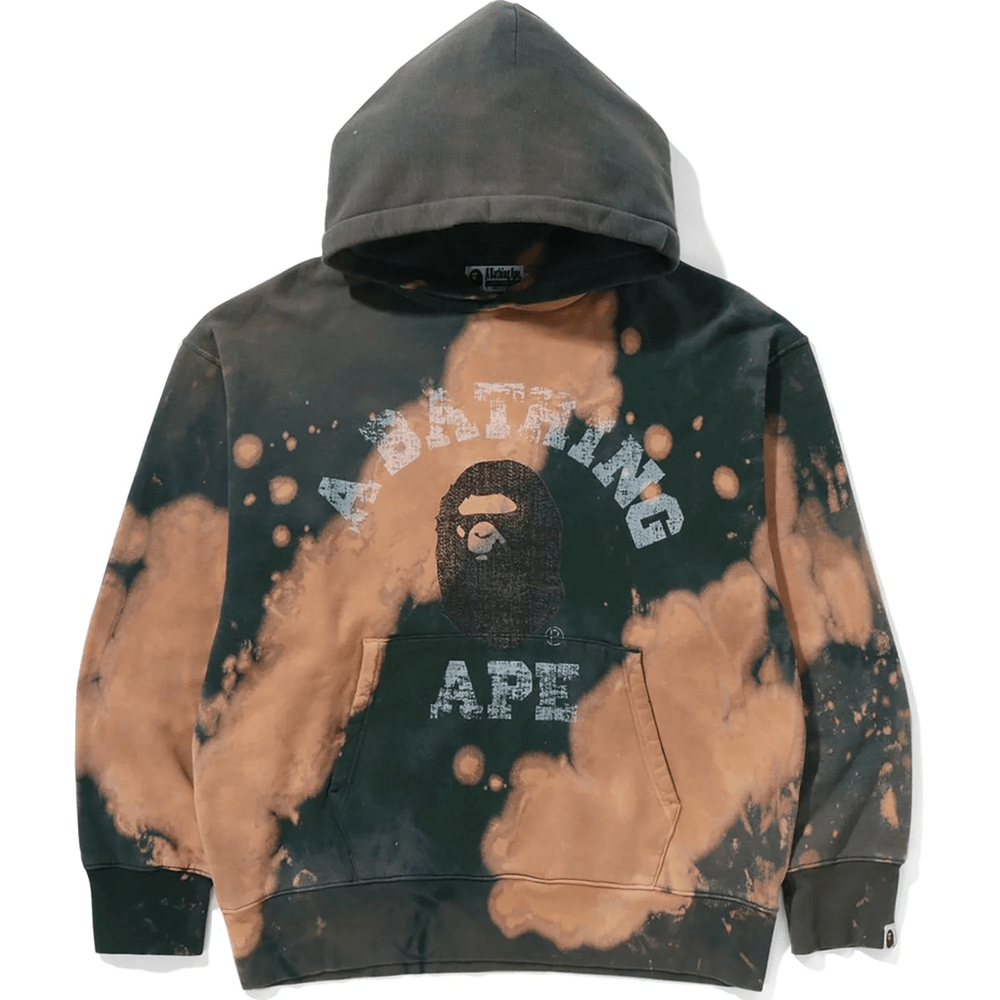 Bape TIE DYE COLLEGE RELAXED FIT PULLOVER HOODIE MENS Beige