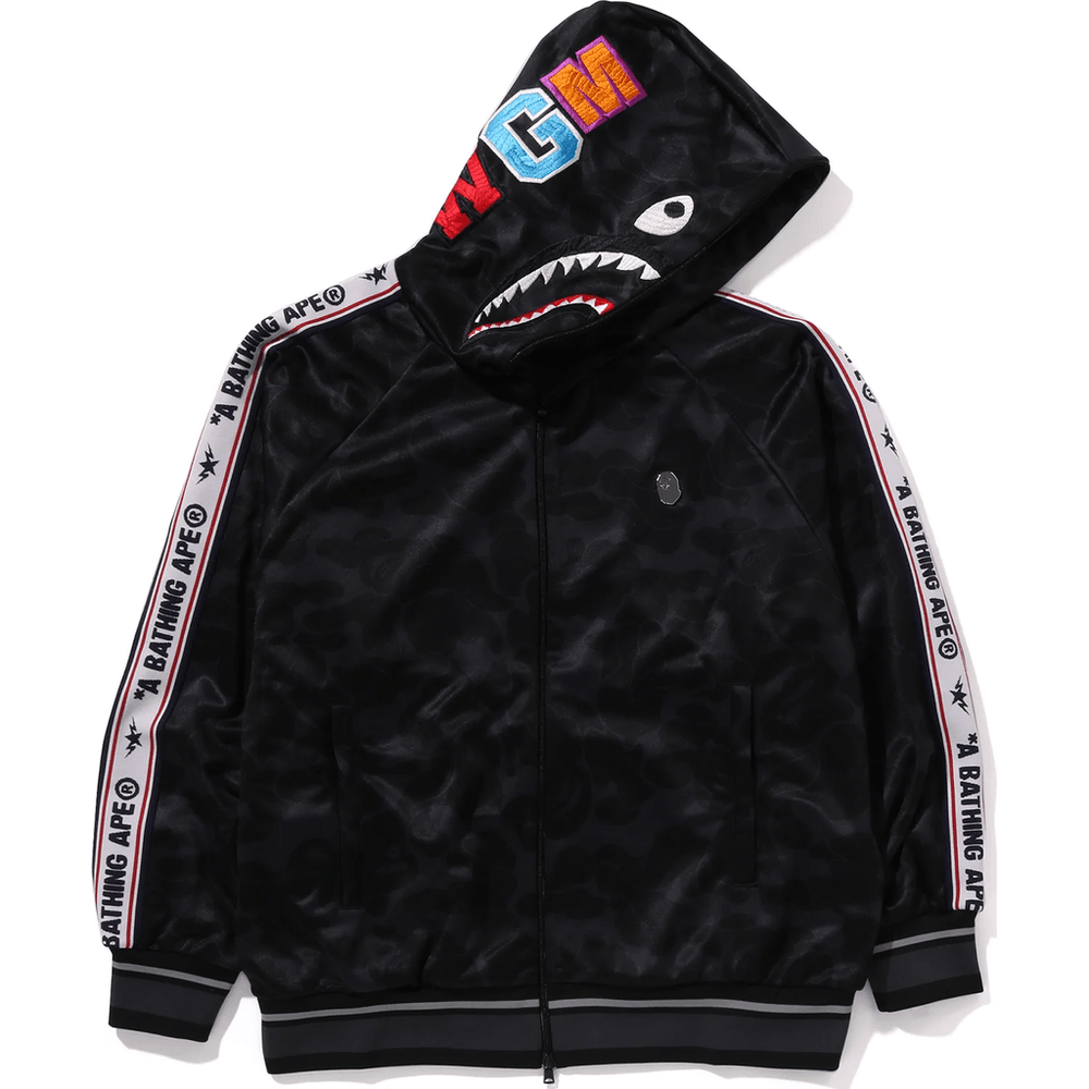 BAPE MENS SOLID CAMO RELAXED FIT SHARK FULL ZIP HOODIE JACKET Black