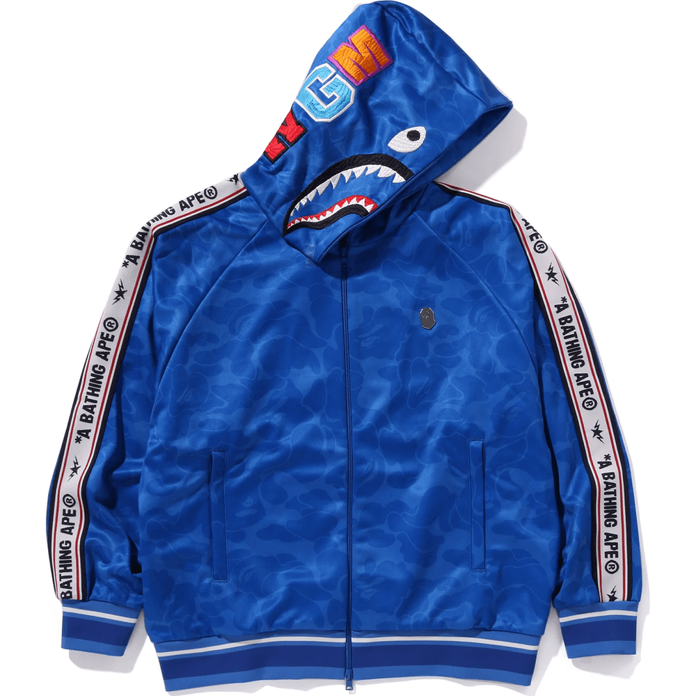 BAPE MENS SOLID CAMO RELAXED FIT SHARK FULL ZIP HOODIE JACKET Blue