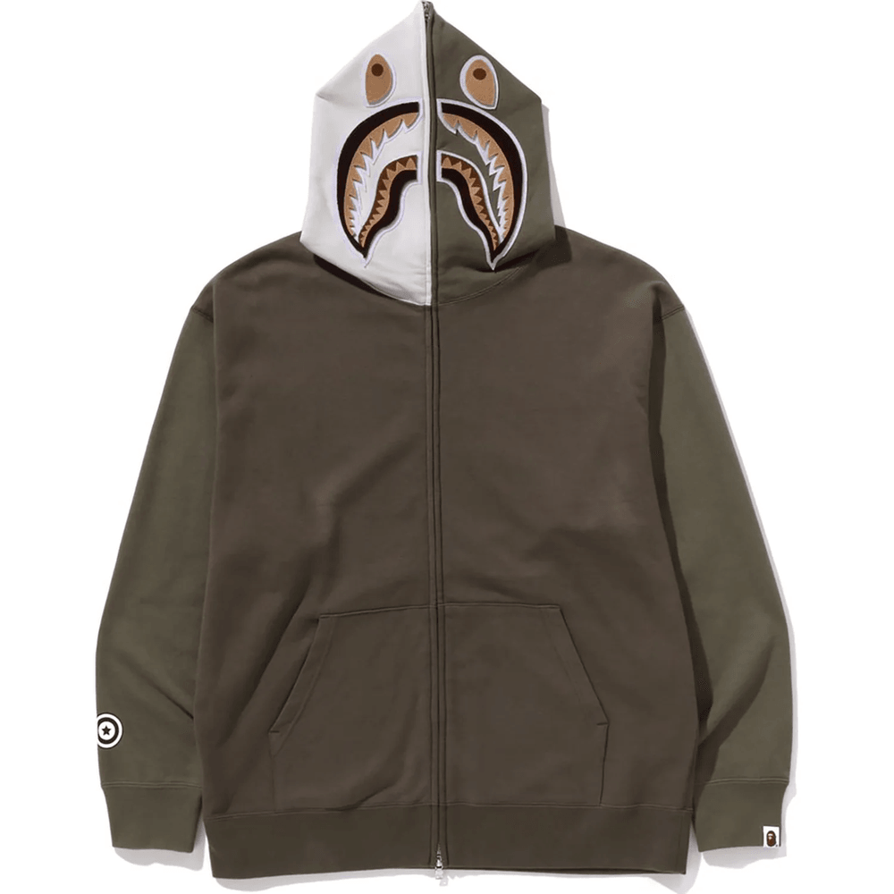 Bape SHARK FULL ZIP HOODIE #2 MENS Olive Drab