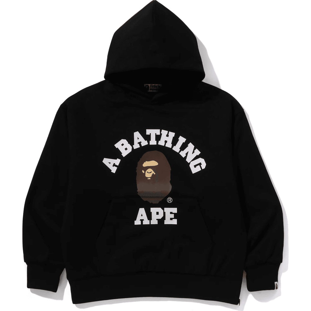 Bape COLLEGE PUFFY RELAXED FIT PULLOVER HOODIE MENS Black
