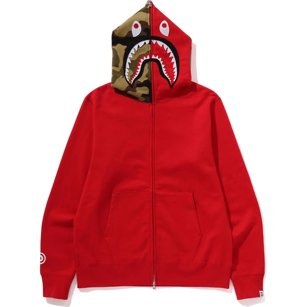 Bape 1ST SHARK FULL ZIP HOODIE MENS Red