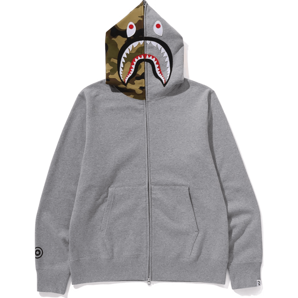 Bape 1ST SHARK FULL ZIP HOODIE MENS Gray