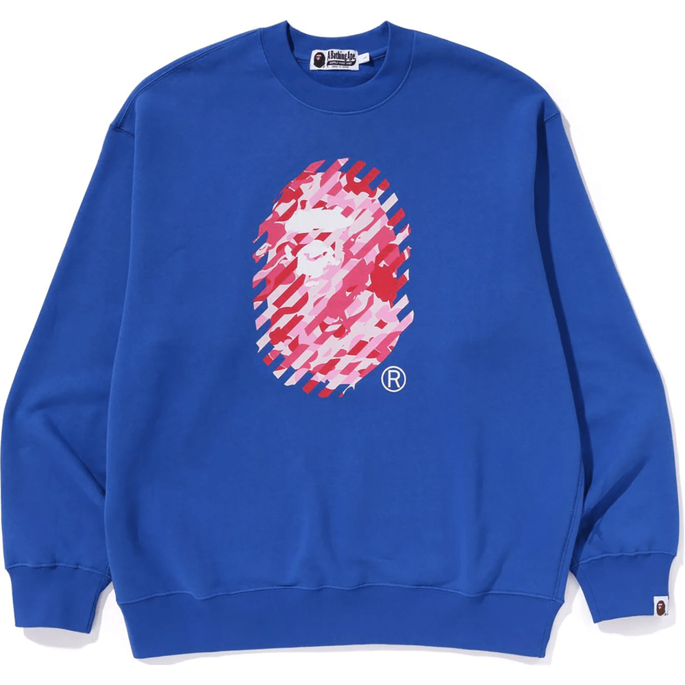 Bape ABC CAMO APE HEAD RELAXED FIT CREWNECK SWEATSHIRT MENS Blue