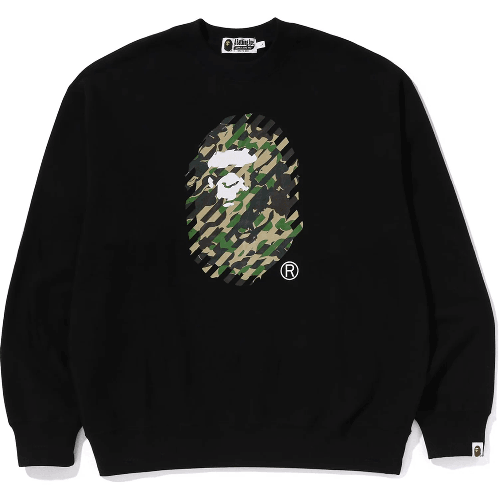 Bape ABC CAMO APE HEAD RELAXED FIT CREWNECK SWEATSHIRT MENS Black