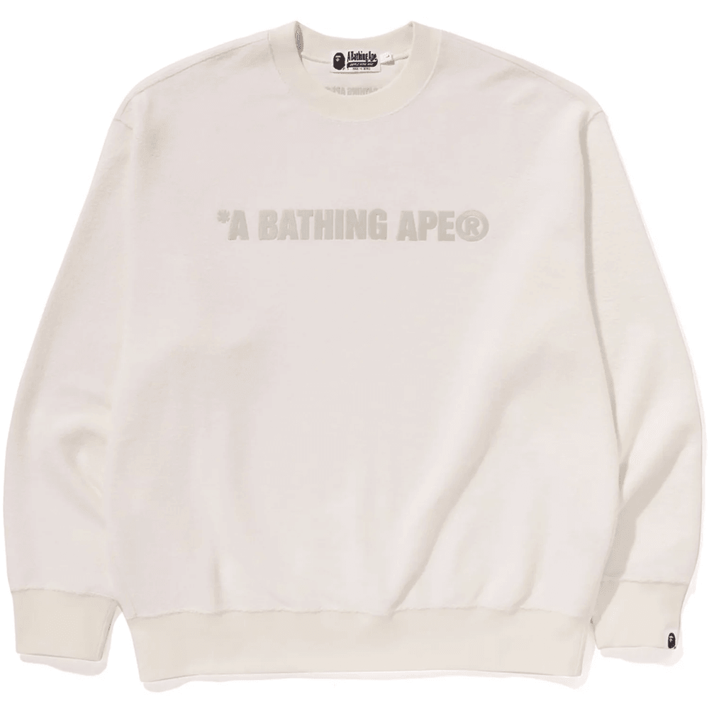 Bape BATHING APE LOGO RELAXED FIT CREWNECK SWEATSHIRT MENS Ivory