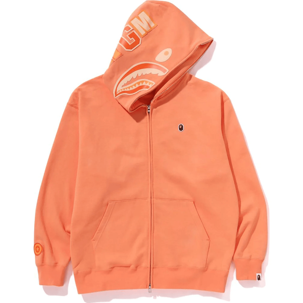 Bape ONE POINT APE HEAD SHARK RELAXED FIT FULL ZIP HOODIE MENS Orange