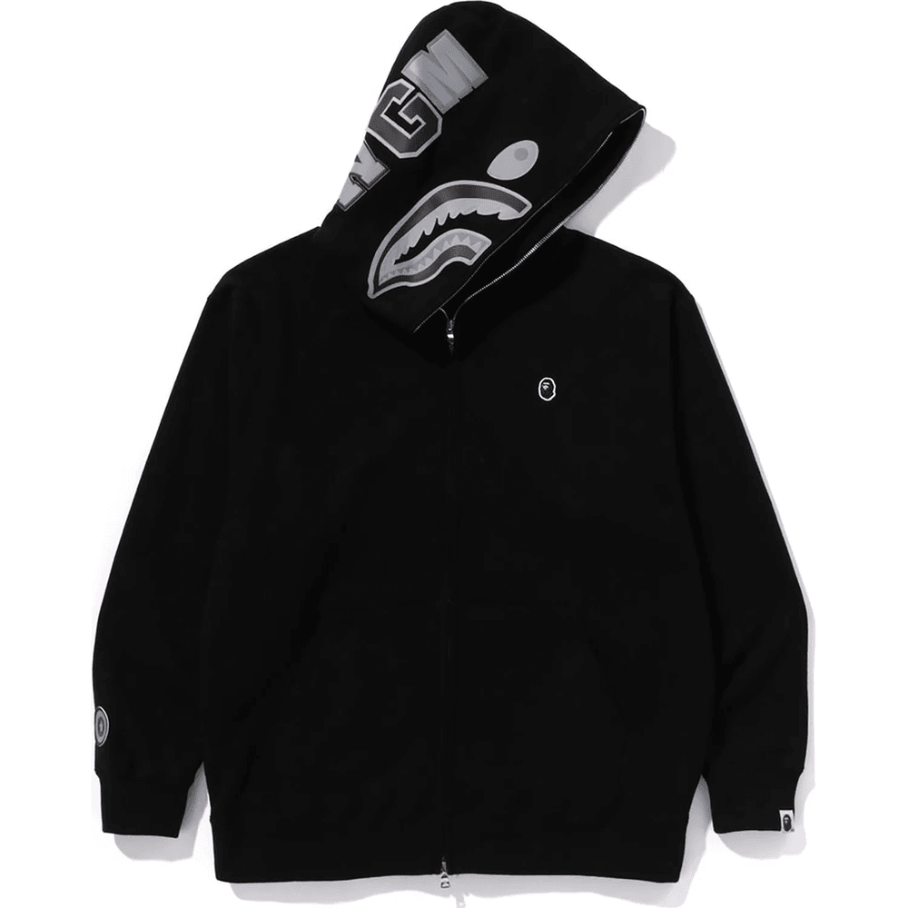 Bape ONE POINT APE HEAD SHARK RELAXED FIT FULL ZIP HOODIE MENS Black