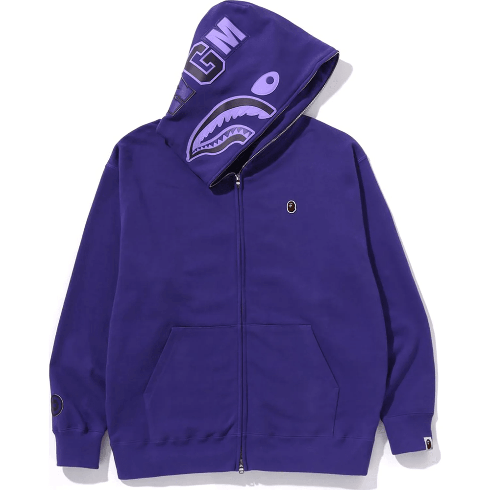 Bape ONE POINT APE HEAD SHARK RELAXED FIT FULL ZIP HOODIE MENS Purple