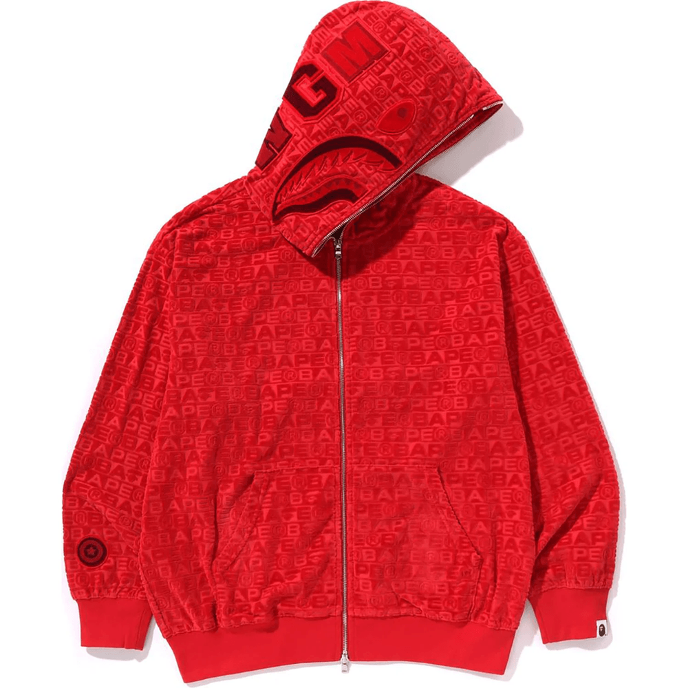 Bape LUX SPORT PATTERN SHARK RELAXED FIT FULL ZIP HOODIE MENS Red