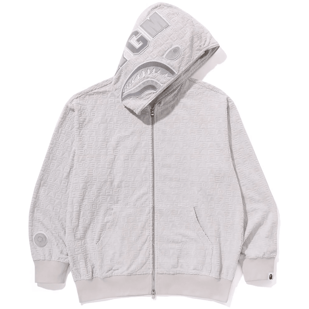 Bape LUX SPORT PATTERN SHARK RELAXED FIT FULL ZIP HOODIE MENS Gray