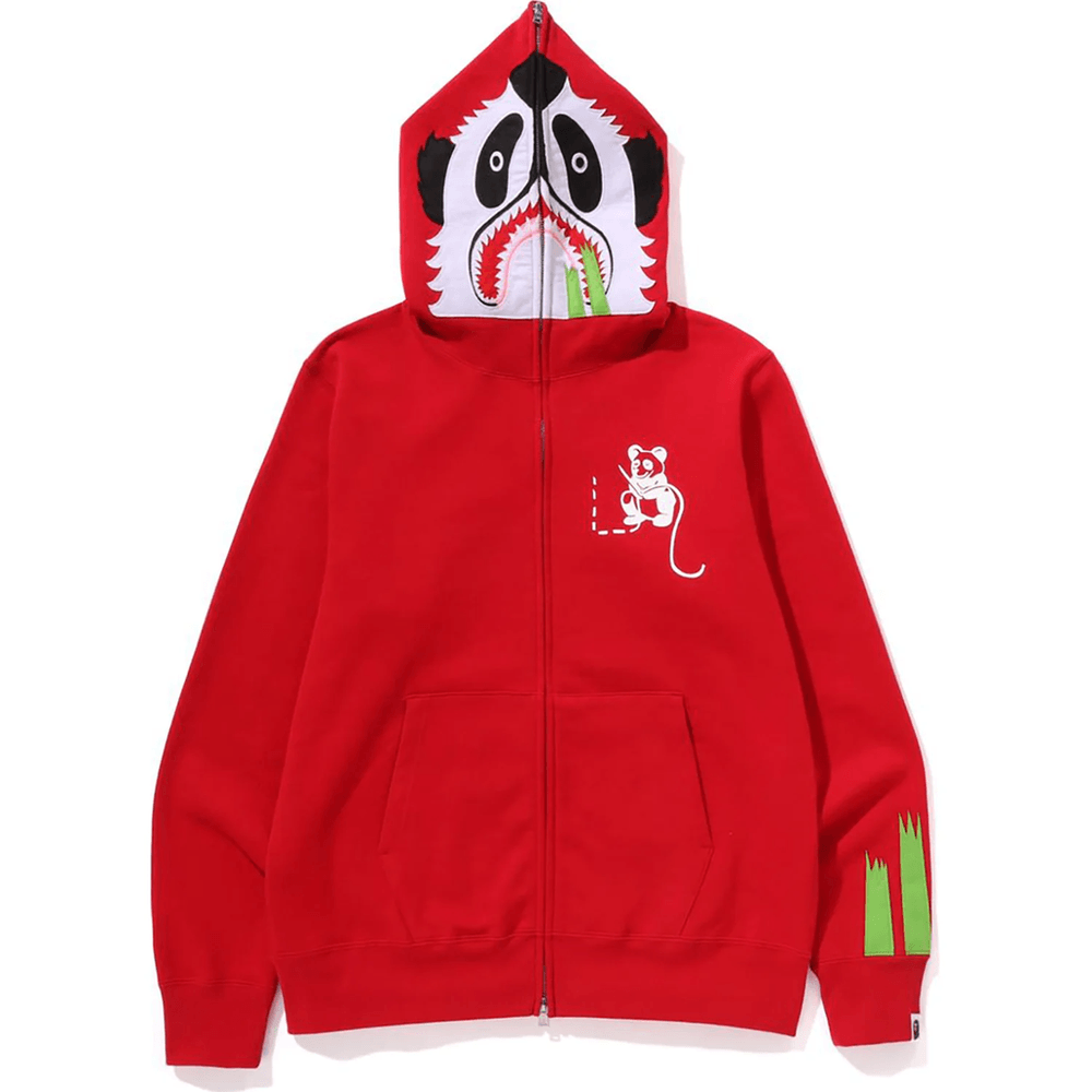 Bape PANDA FULL ZIP HOODIE MENS Red