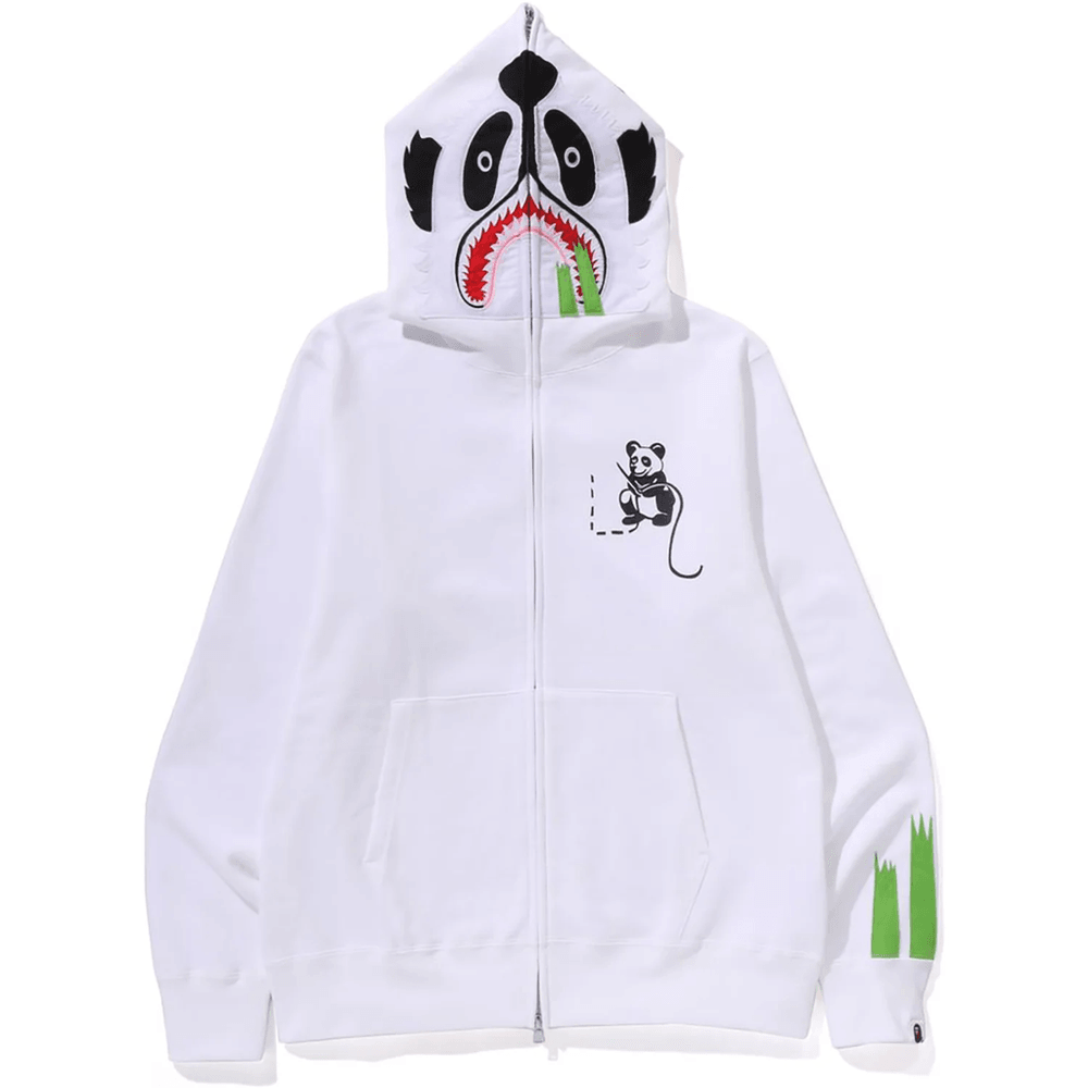 Bape PANDA FULL ZIP HOODIE MENS White