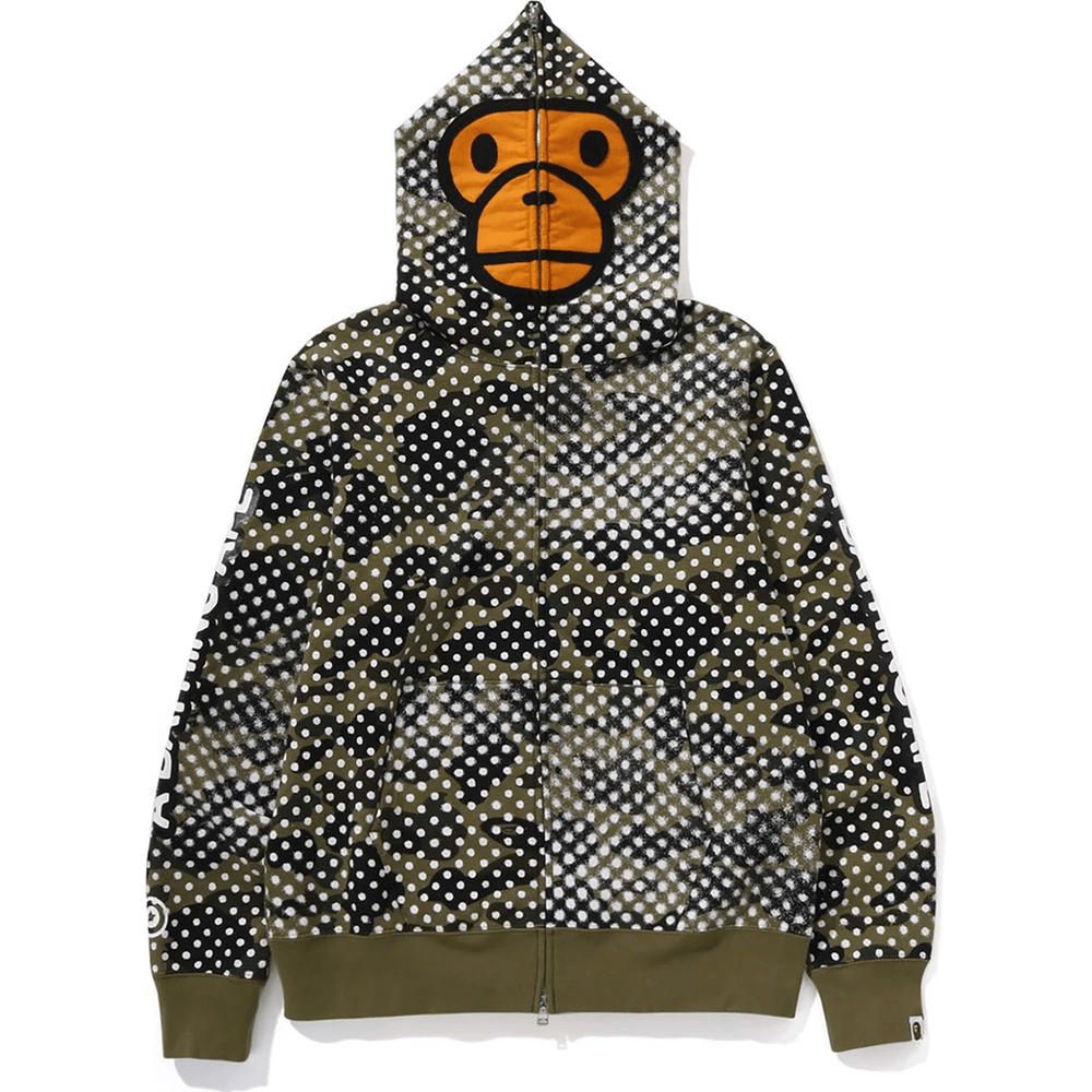 BAPE X JOSHUA VIDES - MILO FACE FULL ZIP HOODIE MENS Green