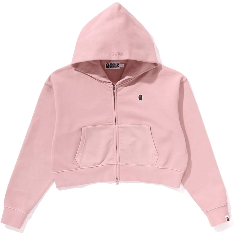 Bape PIGMENT DYED ONE POINT CROPPED ZIP HOODIE LADIES Pink