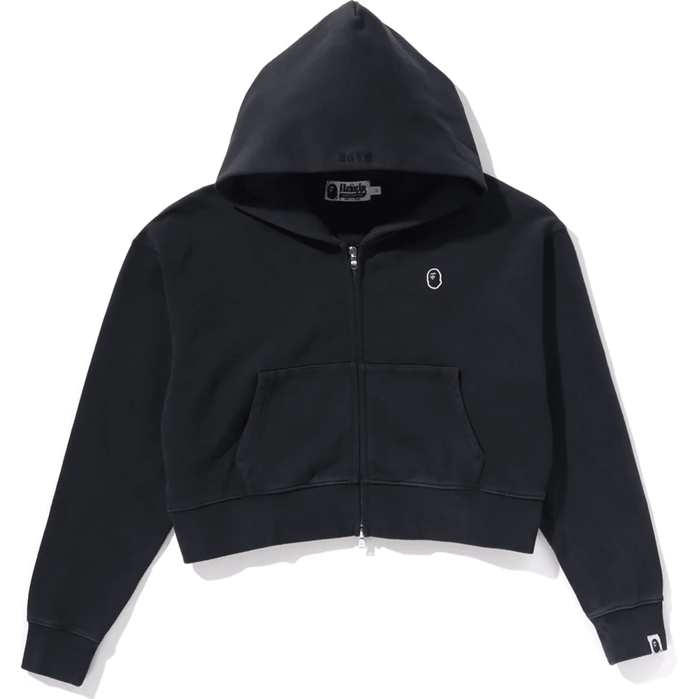 Bape PIGMENT DYED ONE POINT CROPPED ZIP HOODIE LADIES Black