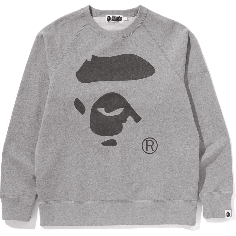 Bape APE FACE CREWNECK SWEATSHIRT MENS Gray