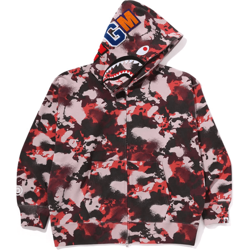 Bape MAP CAMO SHARK FULL ZIP HOODIE MENS Red