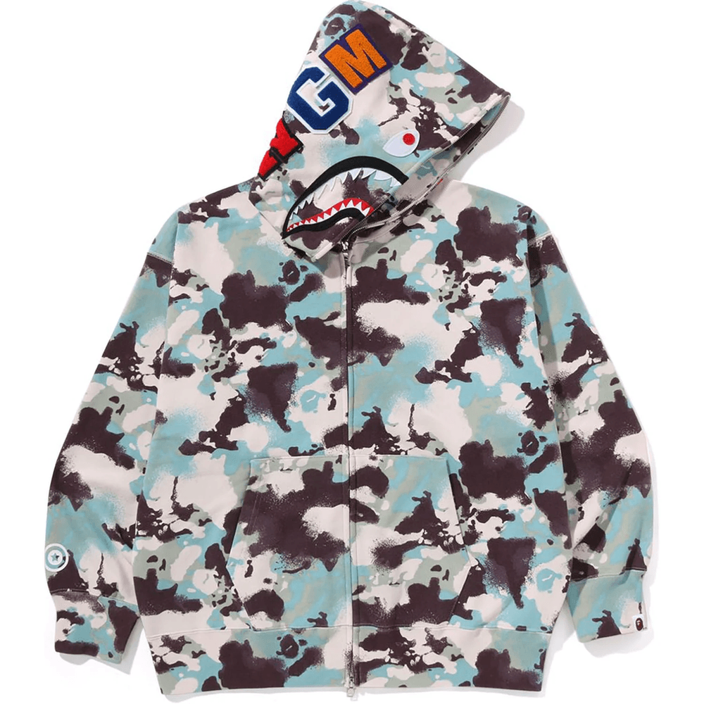 Bape MAP CAMO SHARK FULL ZIP HOODIE MENS Multi
