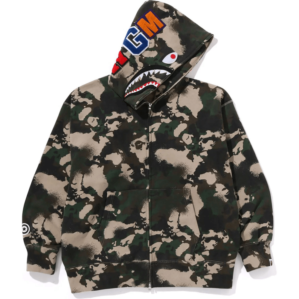 Bape MAP CAMO SHARK FULL ZIP HOODIE MENS Green
