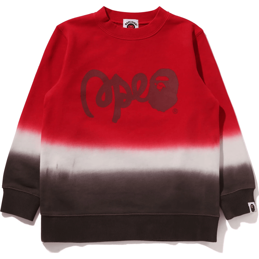 GRADATION BAPE CREWNECK SWEATSHIRT KIDS Red