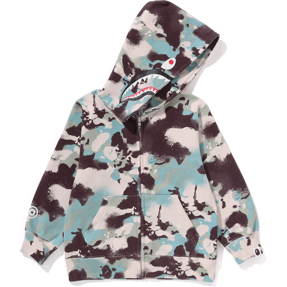 Bape MAP CAMO SHARK ZIP HOODIE KIDS Multi
