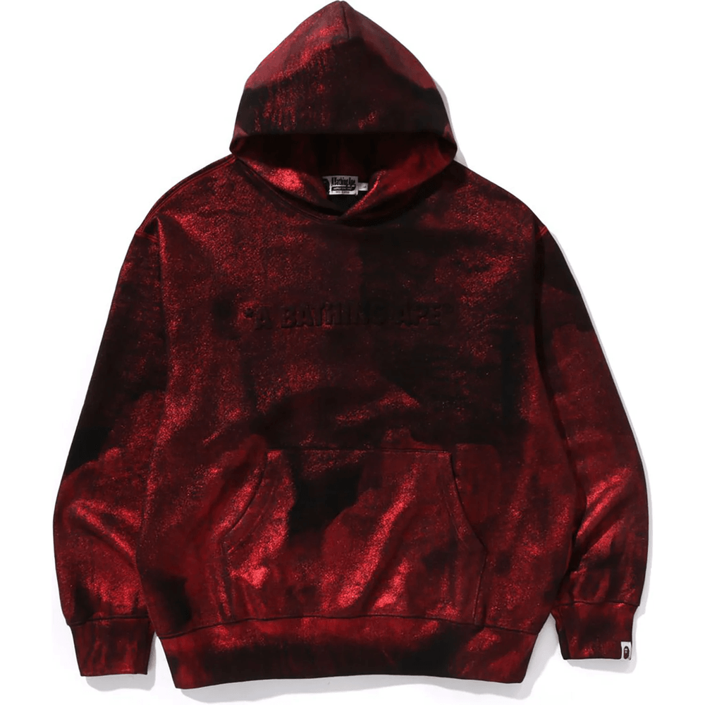 Bape COATED EMBOSS LOGO RELAXED FIT PULLOVER HOODIE MENS Red