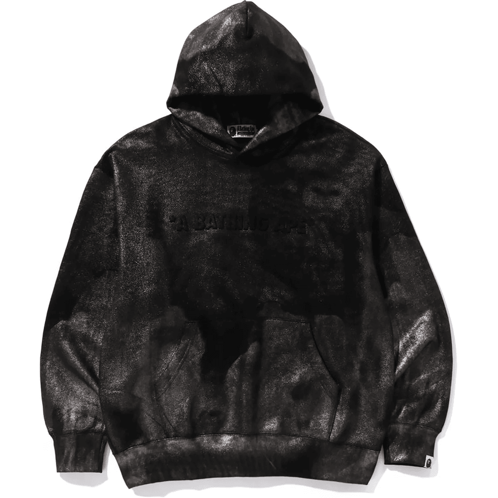 Bape COATED EMBOSS LOGO RELAXED FIT PULLOVER HOODIE MENS Black