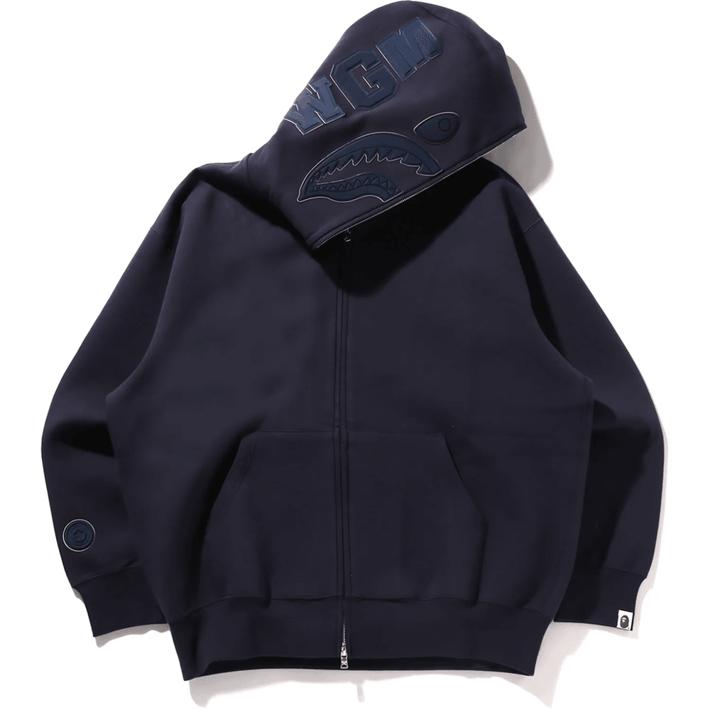 Bape LINE CAMO INTERLOCK RELAXED FIT SHARK FULL ZIP HOODIE MENS Navy