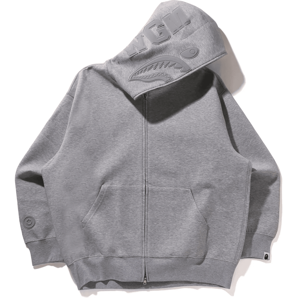 Bape LINE CAMO INTERLOCK RELAXED FIT SHARK FULL ZIP HOODIE MENS Gray