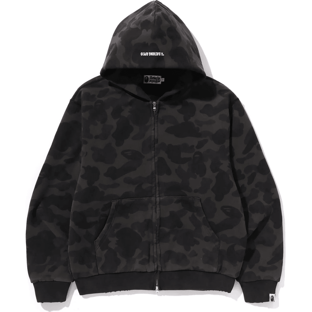 Bape 1ST CAMO HEAVY WASH CROPPED FIT ZIP HOODIE MENS Black