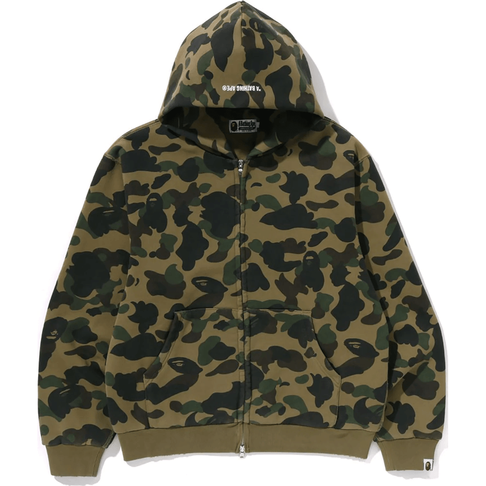 Bape 1ST CAMO HEAVY WASH CROPPED FIT ZIP HOODIE MENS Green