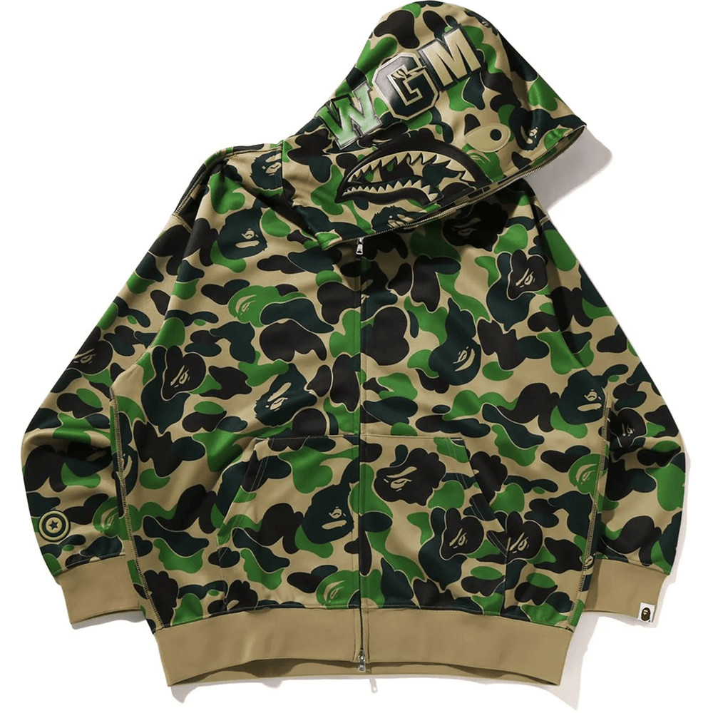 Bape ABC CAMO POLYESTER RELAXED FIT SHARK FULL ZIP HOODIE MENS Green
